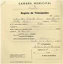 Registo de velocípede com o nº 1446, em nome de Maria Elisa F. Coelho Nunes, morador em Colares.