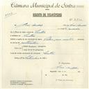Registo de velocípede de marca Vilar com motor, com o nº 4850, em nome de José André, morador em Sintra.
