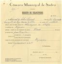 Registo de velocípede de marca Raio, com o nº 6773, em nome de Manuel da Silva Simão, morador em Negrais.