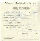 Registo de velocípede de marca Nacional, com o nº 8287, em nome de Rui Paulo Coelho, morador em Praia das Maçãs.