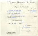 Registo de velocípede com o nº 8736, em nome de Renato da Silva Nunes, morador em Cacém.