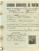 Registo de matricula de velocipedista em nome de Fernando Henriques, morador em Albarraque, com o nº de inscrição 990.