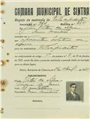 Registo de matricula de velocipedista em nome de João Vítor da Silva, morador em Mem Martins, com o nº de inscrição 962.