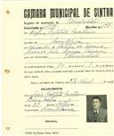 Registo de matricula de velocipedista em nome de Serafim Batista Cavalheiro, morador em Montelavar, com o nº de inscrição 1977.