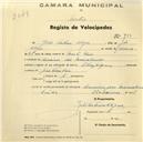 Registo de velocípede de marca Olympique, com o nº 733, em nome de João António Alegre, morador em Arneiro dos Marinheiros.