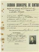 Registo de matricula de velocipedista em nome de Artur Filipe, morador em Albarraque, com o nº de inscrição 1090.