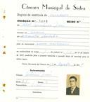 Registo de matricula de carroceiro em nome de Abel Monteiro Luís, morador no Cacém, com o nº de inscrição 1898.