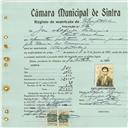 Registo de matricula de velocipedista em nome de José Alfredo Feliciano, morador na Fonte da Aranha, com o nº de inscrição 436.