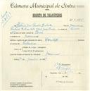 Registo de velocípede de marca Helios, com o nº 5286, em nome de António José Cunha Esteves, morador em Massamá.
