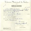 Registo de velocípede de marca Pombal, com o nº 5628, em nome de Luís Mateus Cantadeiro, morador em À dos Crivos.