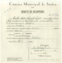 Registo de velocípede de marca Mauritania, com o nº 5213, em nome de Arnaldo Mateus Capucho Simões, morador em Montelavar.