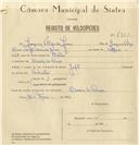 Registo de velocípede de marca Jofil, com o nº 7912, em nome de Joaquim Filipe de Jesus, morador em Cacém de Cima.