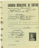 Registo de matricula de velocipedista em nome de João Libanio da Luz, morador em Lameiras, com o nº de inscrição 1672.