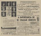 Programa do filme "A Importância de se Chamar Ernesto" com a participação de Michael Denison, Edith Evans, Joan Greenwood, Miles Malleson, Michael Redgrave, Margaret Rutherford e Dorothy Tutin. 