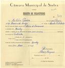Registo de velocípede com o nº 7093, em nome de António Pereira, morador em Queluz.