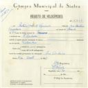 Registo de velocípede com o nº 5207, em nome de António Jacinto Figueiredo, morador em Pero Pinheiro.