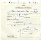 Registo de velocípede de marca Nacional, com o nº 8700, em nome de Alberto Fernandes Pedro, morador em Rio de Mouro.