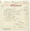 Registo de velocípede com o nº 5390, em nome de João Rodrigues Carvalho, morador em Cacém.
