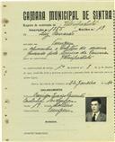 Registo de matricula de velocipedista em nome de Luís Camarão, morador na Terrugem, com o nº de inscrição 1855.
