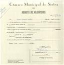 Registo de velocípede de marca Olympique, com o nº 5182, em nome de Jaime Vicente Simões, morador em Almorquim.