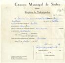Registo de velocípede com o nº 9100, em nome de Manuel da Conceição Antunes, morador em Lameiras.
