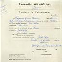 Registo de velocípede de marca Mourão, com o nº 4721, em nome de Eugénio Gomes Cardoso, morador em Vila Verde.