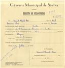 Registo de velocípede de marca Raio, com o nº 7189, em nome de Manuel Duarte Raio, morador em Sintra.