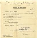 Registo de velocípede de marca Império, com o nº 7724, em nome de Albano Hilário Simões, morador em Abrunheira.