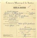 Registo de velocípede de marca L.R.S., com o nº 6925, em nome de Aníbal Marques, morador em Belas.