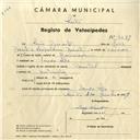 Registo de velocípede de marca Oriental, com o nº 4279, em nome de Luís Duarte, morador em Venda Seca.