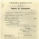Registo de velocípede com o nº 3988, em nome de Joaquim Marques, morador em Morelena.