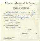 Registo de velocípede de marca Cicles, com o nº 8296, em nome de António Maria Coelho e Campos Poppe, morador em S. Pedro de Sintra.