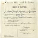 Registo de velocípede de marca Cicles Pombal com motor, com o nº 5491, em nome de Manuel Duarte Casinhas, morador em Campo Raso.