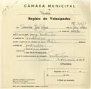 Registo de velocípede de marca Deka, com o nº 3439, em nome de Semião José Pedro, morador em Fontanelas.