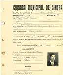 Registo de matricula de velocipedista em nome de José Duarte Adrião, morador em Bolelas, com o nº de inscrição 1912.
