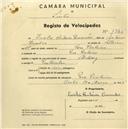 Registo de velocípede com o nº 1326, em nome de António Pereira da Costa, morador em Vinagre.