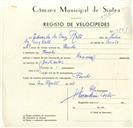 Registo de velocípede de marca Nacional, com o nº 9181, em nome de Eduardo da Cruz Rato, morador em Penedo.