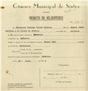 Registo de velocípede de marca Raio, com o nº 8123, em nome de Francisco Caetano Coelho Martins, morador em Nafarros.