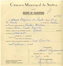 Registo de velocípede de marca Especial, com o nº 7451, em nome de Manuel Salgueiro dos Santos, morador em Casal Quintã, Belas.