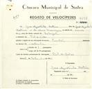 Registo de velocípede de marca Pombal, com o nº 9298, em nome de José Agostinho Martins, morador em Vale de Lobos.