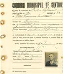 Registo de matricula de cocheiro profissional em nome de Vítor Francisco Matias, morador em Lameiras, com o nº de inscrição 930.