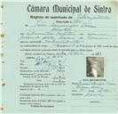 Registo de matricula de velocipedista em nome de João Domingos Tereso, morador em Odrinhas, com o nº de inscrição 764.