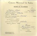 Registo de velocípede de marca Nacional, com o nº 9560, em nome de Eleutério Catarino, morador em Bolembre.