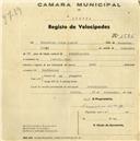 Registo de velocípede de marca Deka, com o nº 1526, em nome de Francisco Jorge Júnior, morador em Pero Pinheiro.
