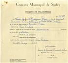 Registo de velocípede com o nº 9882, em nome de Vítor Manuel Rodrigues Pires, morador em Pero Pinheiro.