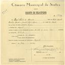 Registo de velocípede de marca Opel, com o nº 5836, em nome de Raul Valente de Almeida, morador em Magoito.