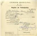 Registo de velocípede com o nº 3276, em nome de Alberto Rodrigues Amaro, morador em Albarraque.
