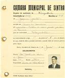 Registo de matricula de velocipedista em nome de Joaquim Jacinto, morador no Arneiro dos Marinheiros, com o nº de inscrição 2015.