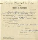 Registo de velocípede de marca Artur & Valadas, com o nº 7956, em nome de Manuel Aniceto Rodrigues Valadas, morador em Sintra.