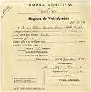 Registo de velocípede com o nº 1894, em nome de Maria Alzira Revesso Neves, moradora em Queluz.